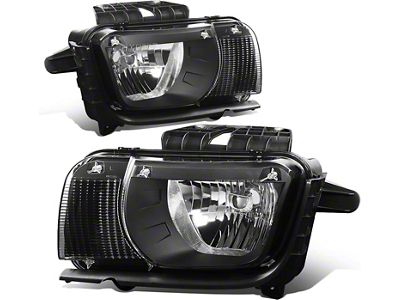 OE Style Halogen Headlights with Clear Corners; Black Housing; Clear Lens (10-13 Camaro w/ Factory Halogen Headlights)