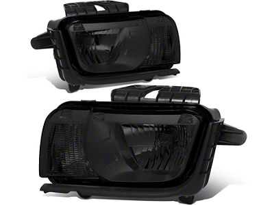OE Style Halogen Headlights with Clear Corners; Chrome Housing; Smoked Lens (10-13 Camaro w/ Factory Halogen Headlights)