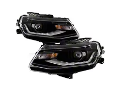 OEM Style Headlights with LED DRL; Black Housing; Clear Lens (16-18 Camaro w/ Factory HID Headlights)