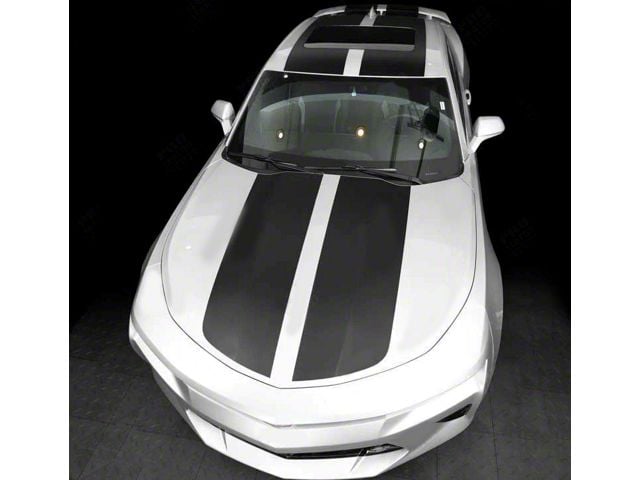 Over-The-Top Racing Double Stripes; Gloss Black (16-18 Camaro)