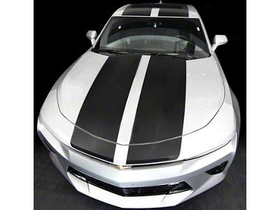 Over-The-Top Racing Double Stripes; Matte Black (16-18 Camaro)