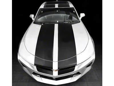 Over-The-Top Racing Double Stripes; Matte Black (16-18 Camaro)