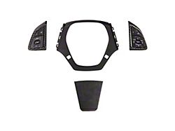 Perforated Leather Steering Wheel with Button Covers; Carbon Fiber with Red Stripe (16-24 Camaro w/o Heated Steering Wheel)