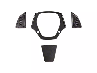 Perforated Leather Steering Wheel with Button Covers; Carbon Fiber with Red Stripe (16-24 Camaro w/o Heated Steering Wheel)