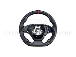 Perforated Leather Steering Wheel without Button Covers; Carbon Fiber with Red Stripe (12-15 Camaro)