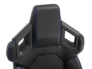 Fully Reclinable Black & Blue PVC Leather Carbon Fiber Style Bucket Racing Seat W Sliders Driver Side Only Fully Reclinable Black & Blue PVC Leather Carbon Fiber Style Bucket Racing Seat W Sliders Driver Side Only