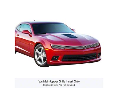 Phantom Style Stainless Steel Billet Upper Grille Overlay; Hairline Silver (14-15 Camaro LS, LT, SS w/ RS Package)