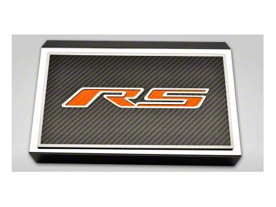 Polished Fuse Box Cover with Carbon Fiber RS Top Plate; Orange Carbon Fiber (16-24 Camaro LT w/ RS Package)
