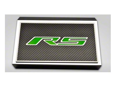 Polished Fuse Box Cover with Carbon Fiber RS Top Plate; Solid Synergy Green (16-24 Camaro LT w/ RS Package)
