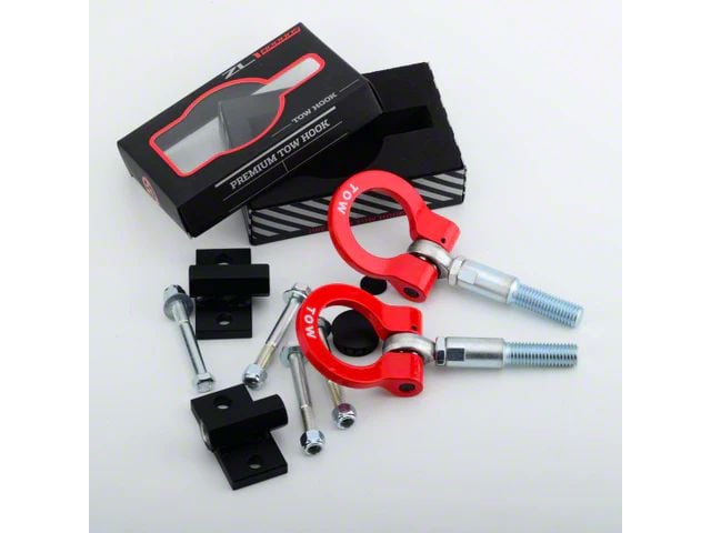 Premium Tow Hook with Two Red D-Rings; Front and Rear (10-13 Camaro SS)
