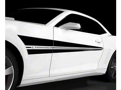 Racing Sport Side Stripes; Matte Black (14-15 Camaro)