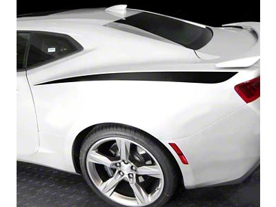 Rear Quarter Side Accent Decal Stripes; Gloss Black (14-15 Camaro)