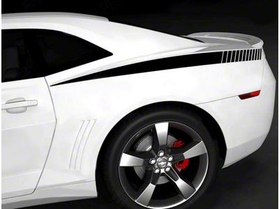 Rear Quarter Side Strobe Stripes; Matte Black (14-15 Camaro)