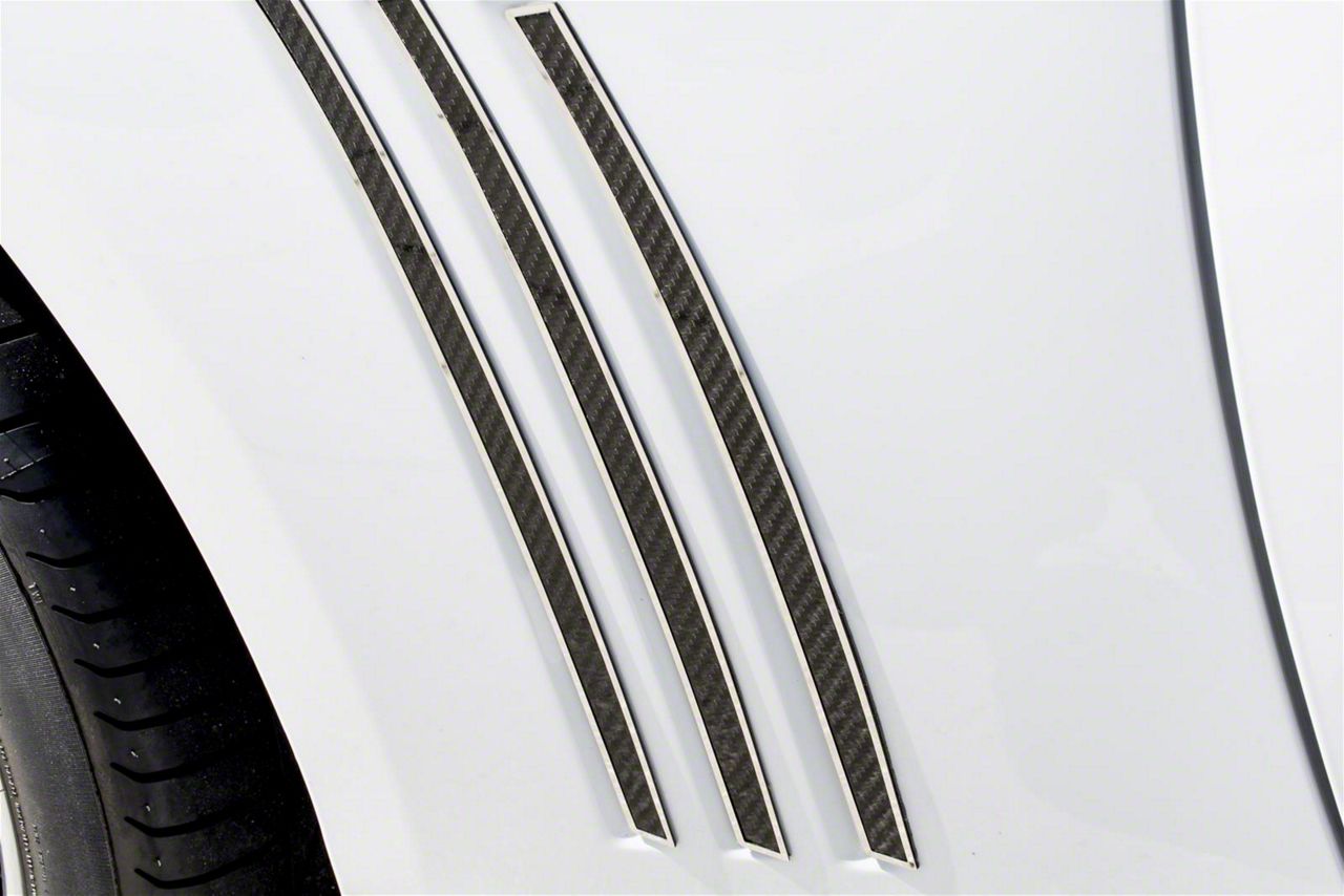 Camaro Rear Side Fender Vent Grille Real; Carbon Fiber; Inserts
