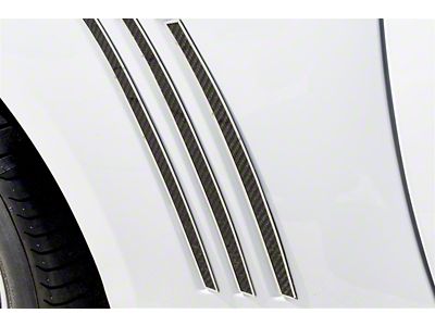 Rear Side Fender Vent Grille Real; Carbon Fiber; Inserts Polished Trim (10-13 Camaro)