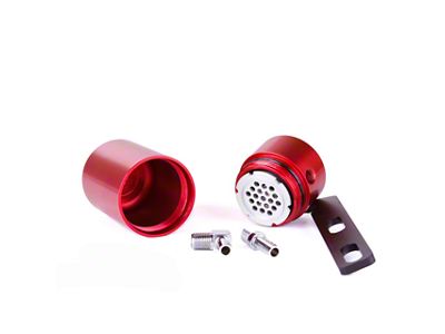 Red Standard Oil Catch Can; Black AN Fittings/Stainless Steel Braided Hoses (10-15 Camaro SS w/ Automatic Transmission)