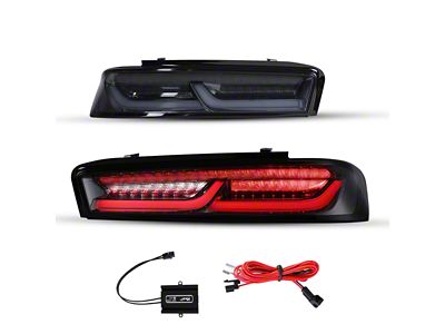 Renegade Series Sequential LED Tail Lights; Chrome Housing; Smoked Lens (16-18 Camaro w/o RS Package)