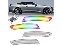 RGB Dynamic LED Side Markers with Remote; Clear (16-24 Camaro)