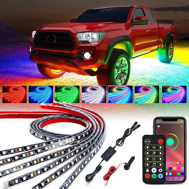 6-Piece RGB Underglow LED Kit For Subaru WRX STI – Multi-Color Neon Strip Lights With Remote, 12V