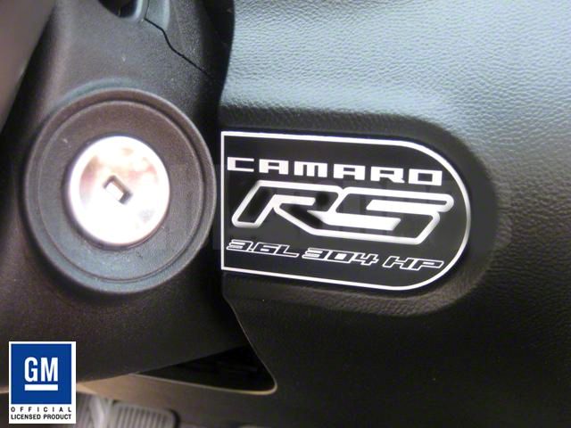 RS Dash Plaque; Black/White (10-15 Camaro LS, LT)
