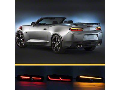 Sequential LED Tail Lights; Chrome Housing; Red Clear Lens (16-18 Camaro)