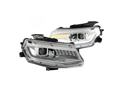 Signature Series Sequential Turn Signal Projector Headlights; Chrome Housing; Clear Lens (16-18 Camaro w/ Factory Halogen Headlights)