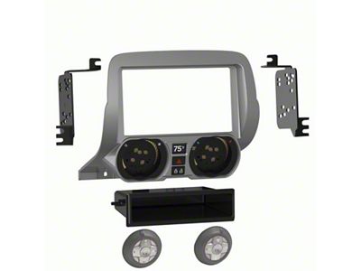 Single/Double-DIN Stereo Installation Kit; Silver (10-15 Camaro)