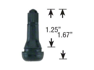 Snap-In Rubber Valve Stem; 1.25-Inch; Black (Universal; Some Adaptation May Be Required)