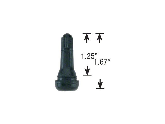 Snap-In Rubber Valve Stem; 1.25-Inch; Black (Universal; Some Adaptation May Be Required)