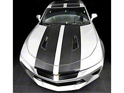 SS Top Racing Double Stripes; Gloss Black (16-18 Camaro)