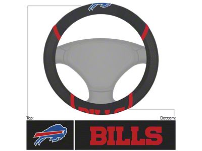 Steering Wheel Cover with Buffalo Bills Logo; Black (Universal; Some Adaptation May Be Required)