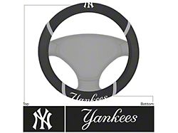 Steering Wheel Cover with New York Yankees Logo; Black (Universal; Some Adaptation May Be Required)