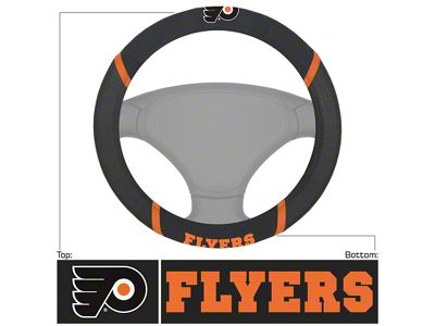 Steering Wheel Cover with Philadelphia Flyers Logo; Black (Universal; Some Adaptation May Be Required)
