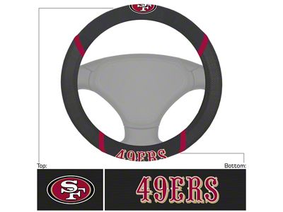 Steering Wheel Cover with San Francisco 49ers Logo; Black (Universal; Some Adaptation May Be Required)