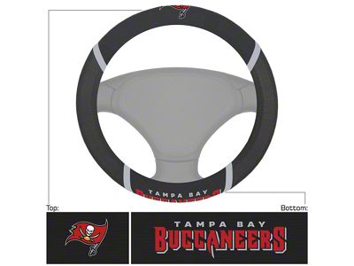 Steering Wheel Cover with Tampa Bay Buccaneers Logo; Black (Universal; Some Adaptation May Be Required)