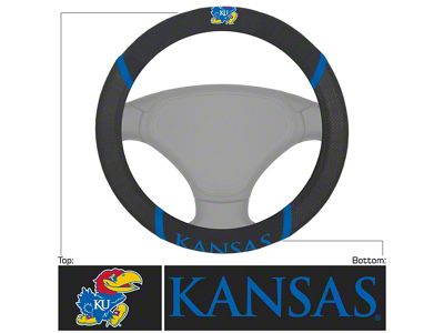 Steering Wheel Cover with University of Kansas Logo; Black (Universal; Some Adaptation May Be Required)