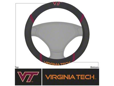 Steering Wheel Cover with Virginia Tech Logo; Black (Universal; Some Adaptation May Be Required)