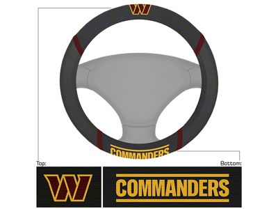 Steering Wheel Cover with Washington Commanders Logo; Black (Universal; Some Adaptation May Be Required)