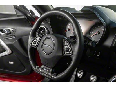 Steering Wheel Trim Cover; Carbon Fiber (16-24 Camaro)