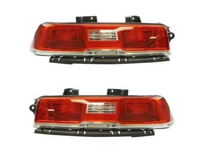 Tail Lights; Chrome Housing; Red Lens (14-15 Camaro w/ Factory Halogen Tail Lights)