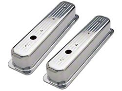 Tall Valve Covers; Polished Pinstripes (93-99 5.7L Camaro)