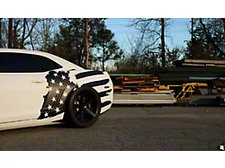 Tattered American Flag Body Graphic; Driver Side; Black White (10-24 Camaro)