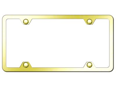 Thin 4-Hole ABS License Plate Frame; Gold (Universal; Some Adaptation May Be Required)