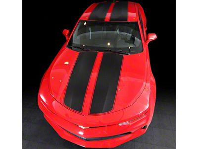 Top Rally Sport Stripes with Roof Stripes Roof; Gloss Black (16-18 Camaro)