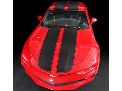 Top Rally Sport Stripes with Roof Stripes Roof; Gloss Black (16-18 Camaro)