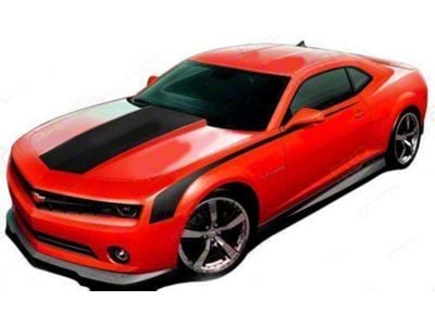 Top and Side Hockey Throwback Stripe; Matte Black (14-15 Camaro, Excluding SS)