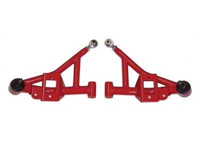 Tubular Non-Adjustable Front Lower A-Arms; Bright Red (93-02 Camaro)