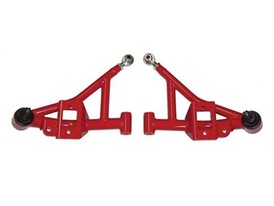 Tubular Non-Adjustable Front Lower A-Arms; Bright Red (93-02 Camaro)