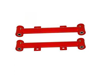 Tubular Rear Toe Links with Polyurethane Bushings; 4130N Chrome Moly; Bright Red (10-15 Camaro)