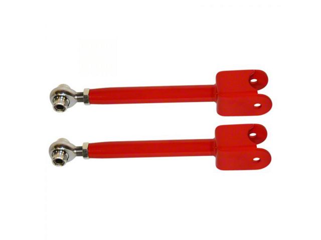 Tubular Rear Trailing Arms with Spherical Rod Ends; 4130N Chrome Moly; Bright Red (10-15 Camaro)